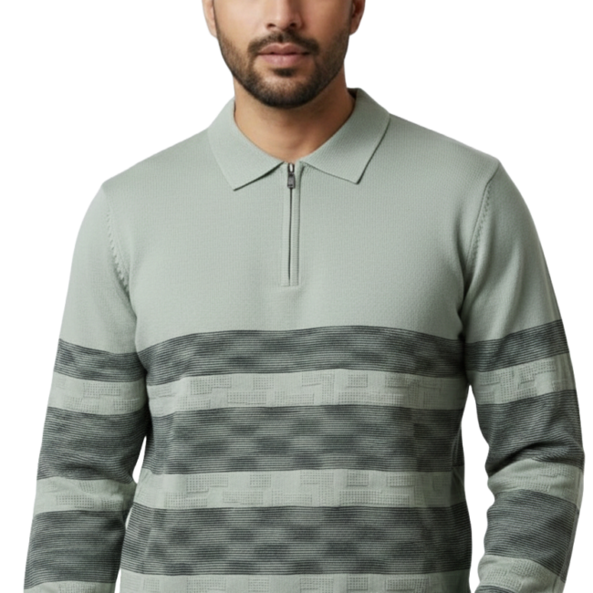 Cotton Collar Green T-shirt
