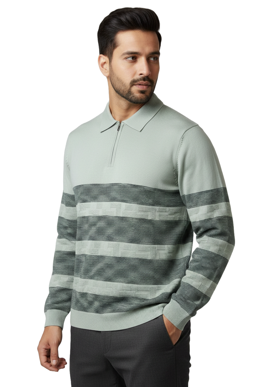 Cotton Collar Green T-shirt