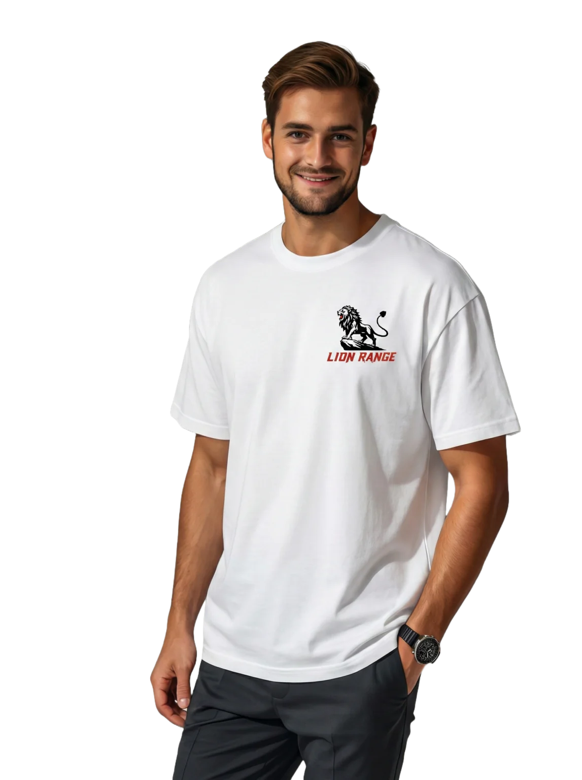 White Cotton Oversize T-Shirt | Lion Range